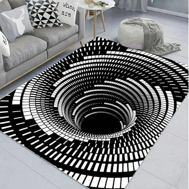 3D Kilimėlis Black-White 120x160 3D Kilimėlis Black-White 120x160