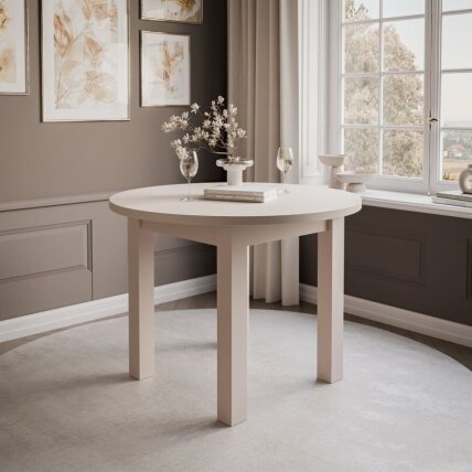 Apvalus valgomojo stalas OLEA, baltos spalvos 2 Apvalus valgomojo stalas OLEA, baltos spalvos 2