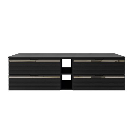 ARTEMIS140, pakabinamas vonios baldų komplektas su LED veidrodžiais, juodas ir auksinis ARTEMIS140, pakabinamas vonios baldų komplektas su LED veidrodžiais, juodas ir auksinis