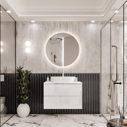 AURORA SILVER80, pakabinama vonios spintelė su LED veidrodžiu, chromuotu maišytuvu ir ovaliu praustuvu 1 AURORA SILVER80, pakabinama vonios spintelė su LED veidrodžiu, chromuotu maišytuvu ir ovaliu praustuvu 1