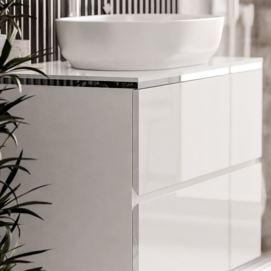 AURORA SILVER80, pakabinama vonios spintelė su LED veidrodžiu, chromuotu maišytuvu ir ovaliu praustuvu 2 AURORA SILVER80, pakabinama vonios spintelė su LED veidrodžiu, chromuotu maišytuvu ir ovaliu praustuvu 2
