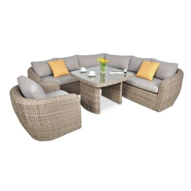 Baldų komplektas Atena Dining Beige + fotelis