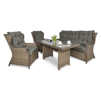 Baldų komplektas Trivento dining 3 Melange + pufai