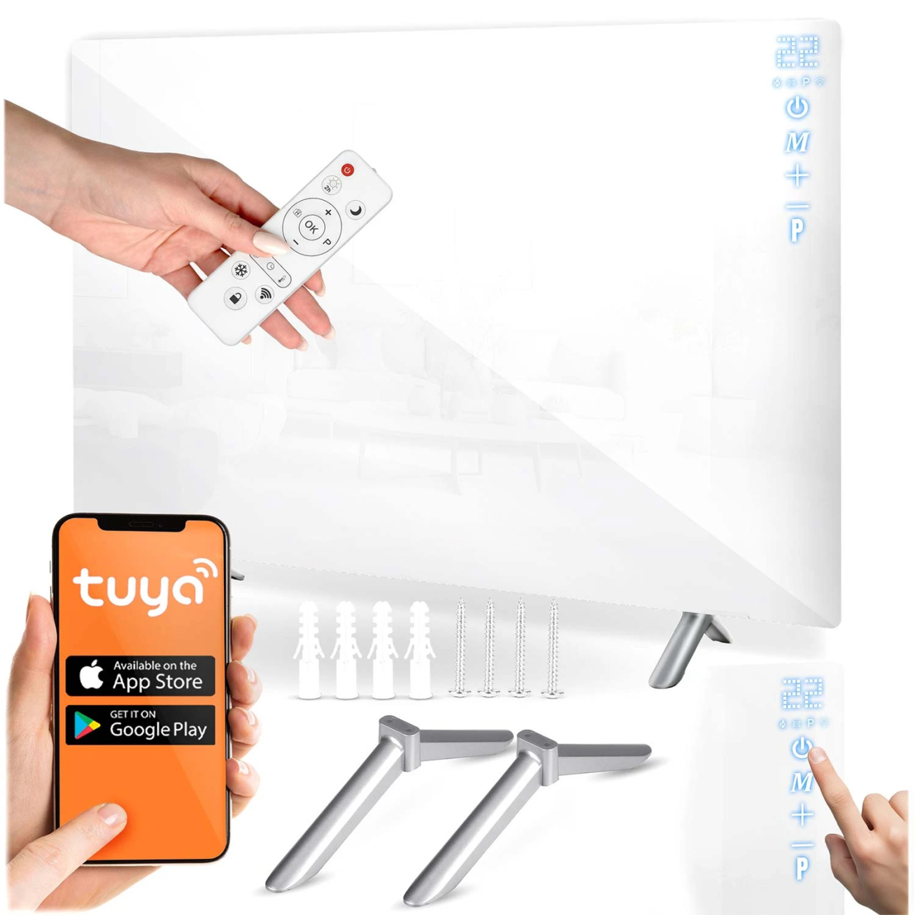 Berdsen984 600 W infraraudonųjų spindulių šildytuvas su WiFi, nuotolinio valdymo pulteliu ir Tuya Smart programėle, balta 6