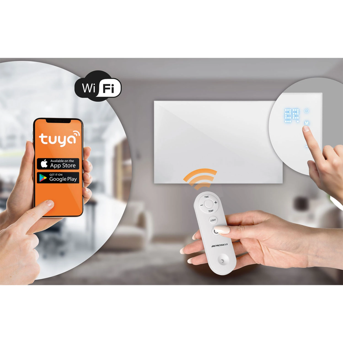 Berdsen987 800 W infraraudonųjų spindulių šildytuvas su WiFi, nuotolinio valdymo pulteliu ir Tuya Smart programėle 8