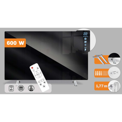 Berdsen984 600 W infraraudonųjų spindulių šildytuvas su WiFi, nuotolinio valdymo pulteliu ir Tuya Smart programėle, juoda 4