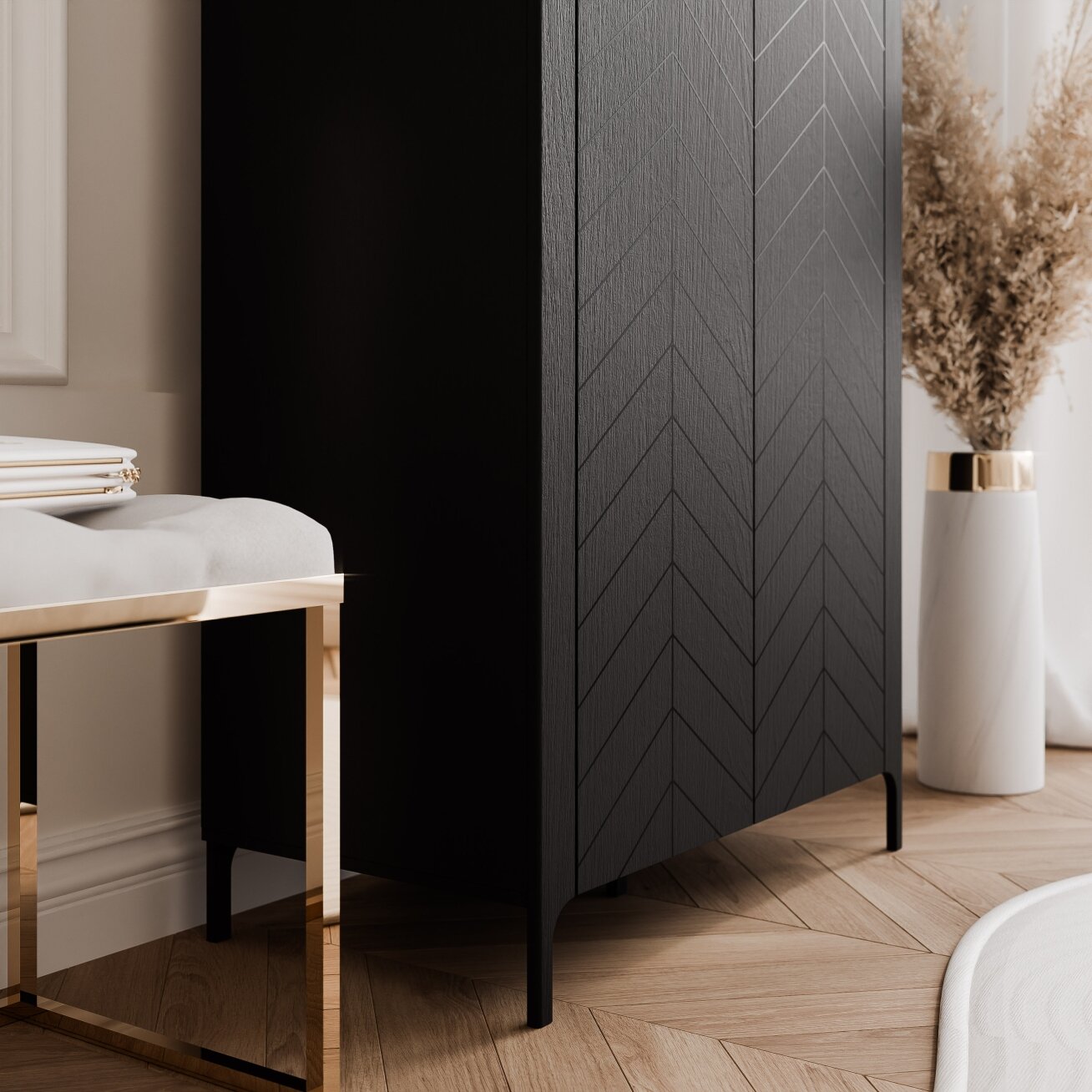 Dviejų durų varstoma spinta LORIEN 90 cm su eglute ir tylaus uždarymo sistema Spalvos: Juodas painflow 3 Dviejų durų varstoma spinta LORIEN 90 cm su eglute ir tylaus uždarymo sistema Spalvos: Juodas painflow 3