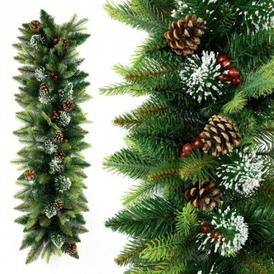 Eglišakių girlianda Premium 100 cm su bugienio uogomis apsnigta