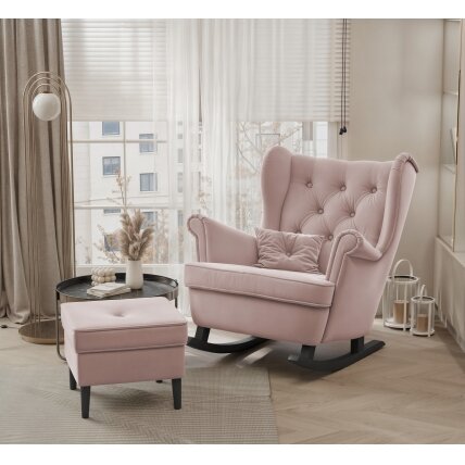 Tapyta supama „uszak“ kėdė SCANDI Kojų spalva: Wenge, Spalvos: Trinity 19 (Rožinė), Pakojis: taip