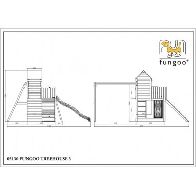 Fungoo Treehouse medinė žaidimų aikštelė su sūpynėmis