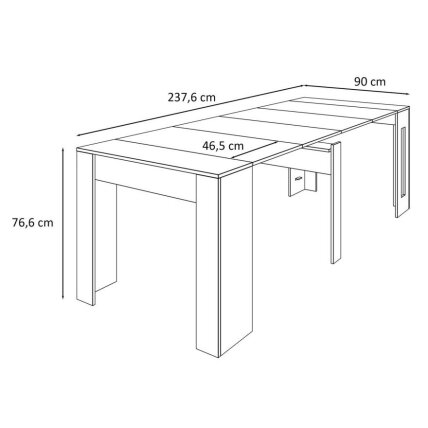 Išskleidžiamas stalas-konsolė PLUS, baltas matinis 6