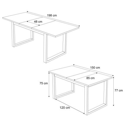 Išskleidžiamas stalas ART, baltas matinis / juodos metalinės kojos 5 Išskleidžiamas stalas ART, baltas matinis / juodos metalinės kojos 5