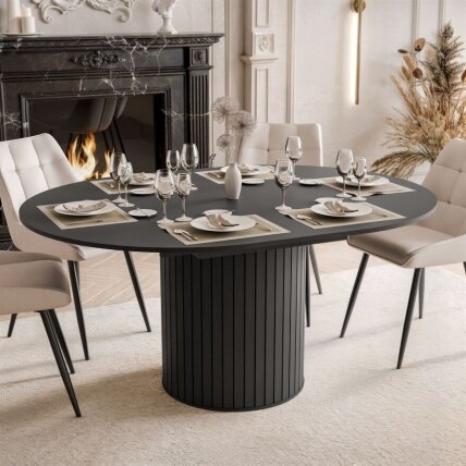 Išskleidžiamas valgomojo stalas ELODIE, juodas 3 Išskleidžiamas valgomojo stalas ELODIE, juodas 3
