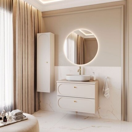 IVORY60, pakabinama vonios spintelė su LED veidrodžiu, auksiniu maišytuvu ir ovaliu praustuvu 2 IVORY60, pakabinama vonios spintelė su LED veidrodžiu, auksiniu maišytuvu ir ovaliu praustuvu 2