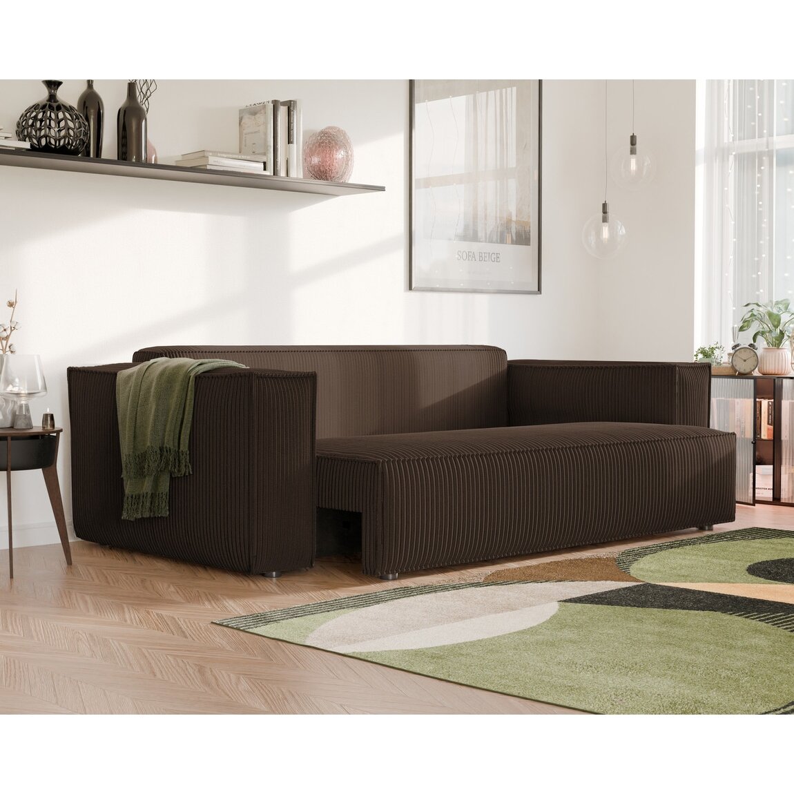 Minkšta kanapa sofa BALI su miego funkcija ir patalynės dėže Spalva: Poso 06 (Ruda) 1