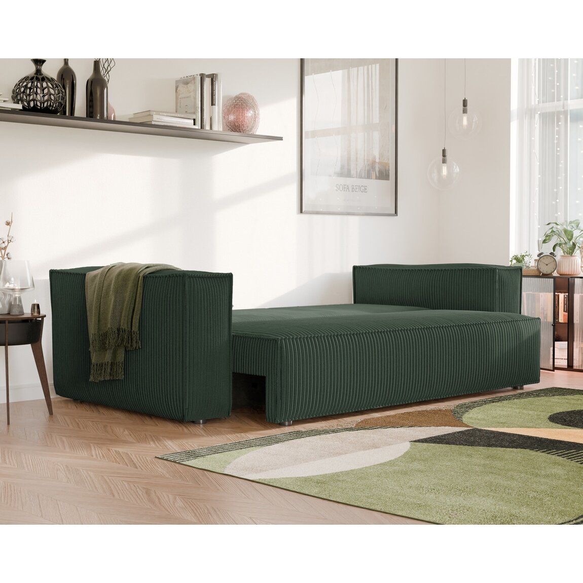 Minkšta kanapa sofa BALI su miego funkcija ir patalynės dėže Spalvos: Poso 14 (Butelių žalia) 1