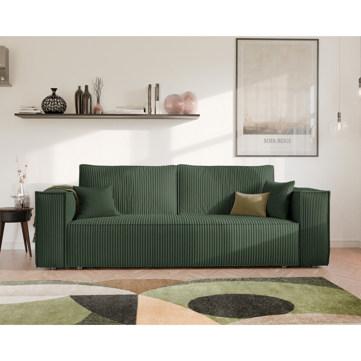 Minkšta kanapa sofa BALI su miego funkcija ir patalynės dėže Spalvos: Poso 14 (Butelių žalia) 3