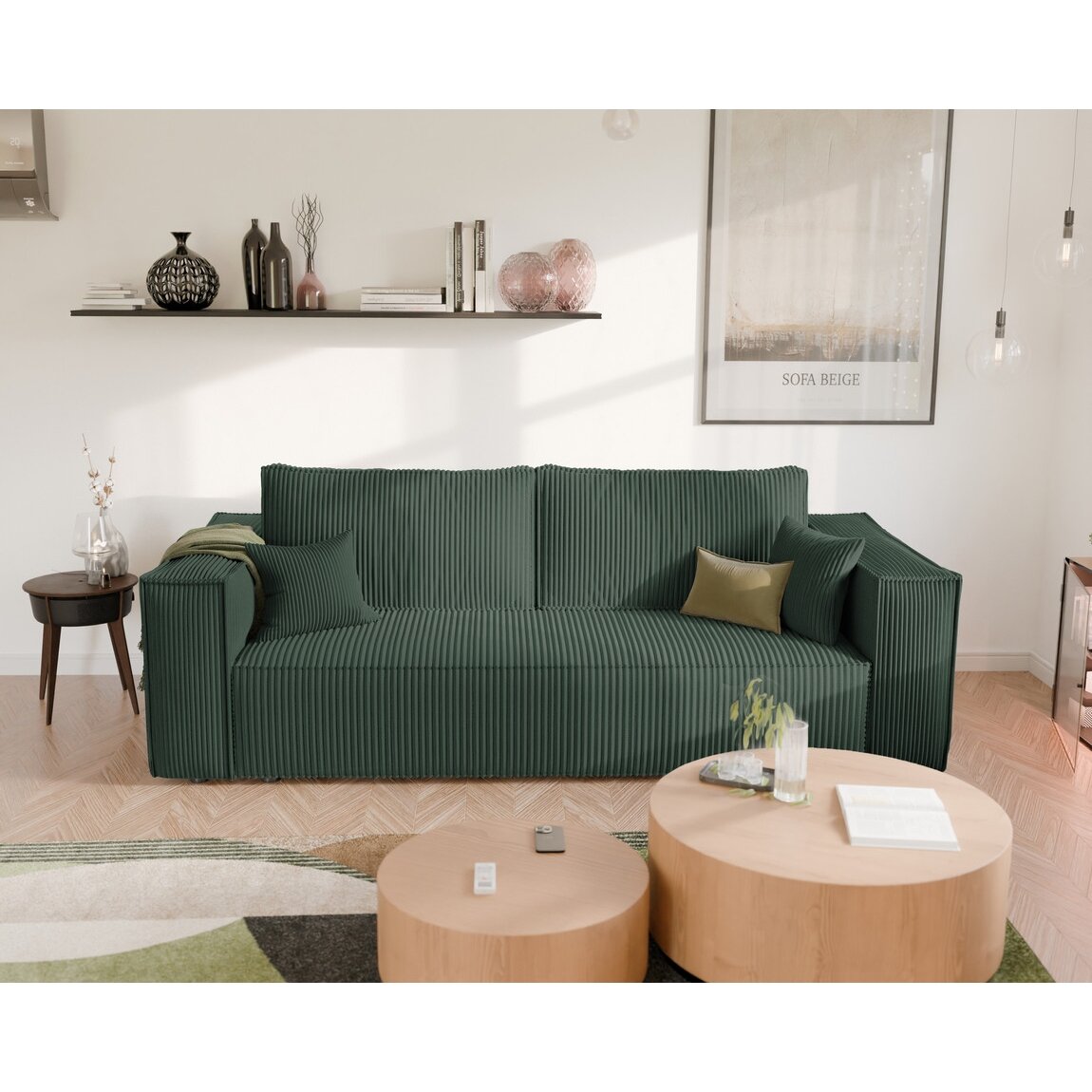 Minkšta kanapa sofa BALI su miego funkcija ir patalynės dėže Spalvos: Poso 14 (Butelių žalia) 6