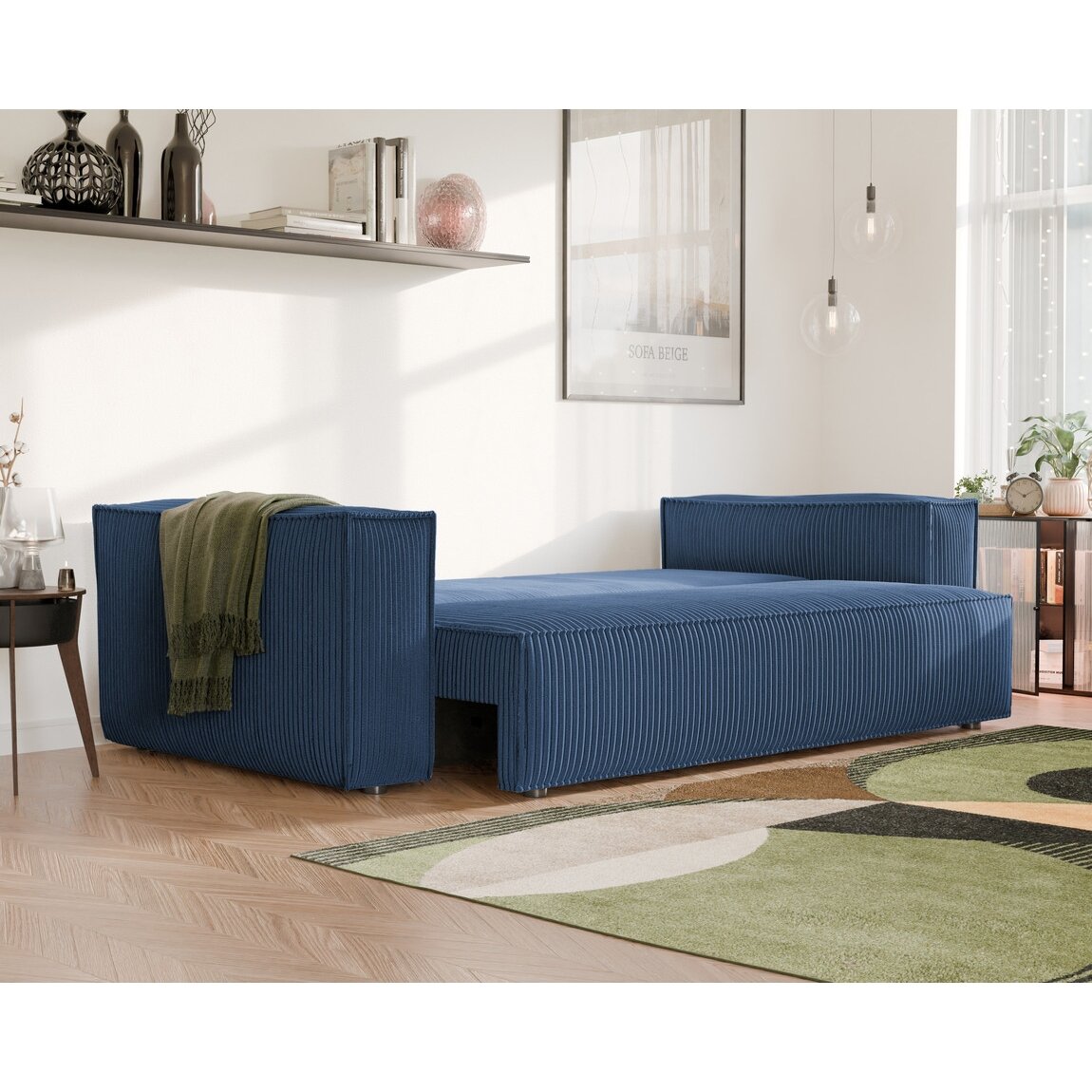 Minkšta kanapa sofa BALI su miego funkcija ir patalynės dėže Spalvos: Poso 05 (Tamsiai mėlyna) 3