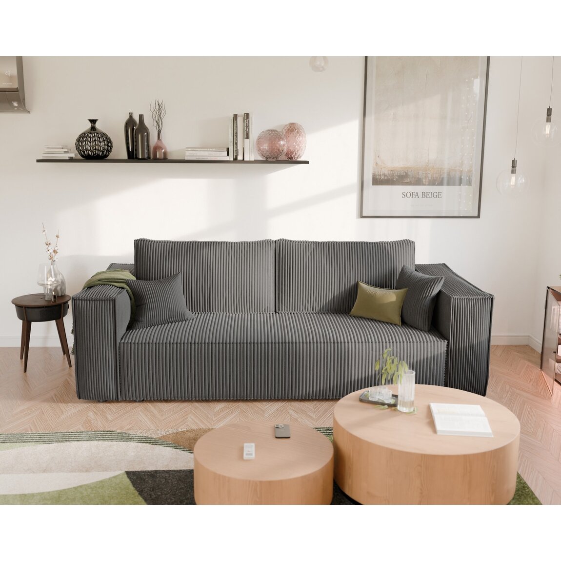Minkšta kanapa-sofa BALI su miego funkcija ir patalynės dėže Spalvos: Poso 34 (Tamsiai pilka) 4