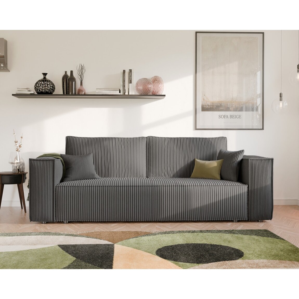 Minkšta kanapa-sofa BALI su miego funkcija ir patalynės dėže Spalvos: Poso 34 (Tamsiai pilka) 5