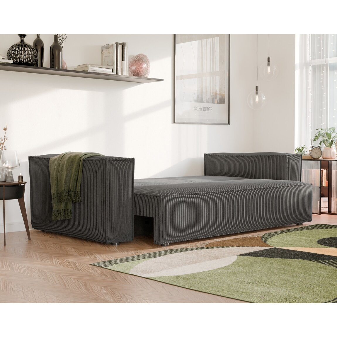 Minkšta kanapa-sofa BALI su miego funkcija ir patalynės dėže Spalvos: Poso 34 (Tamsiai pilka) 6