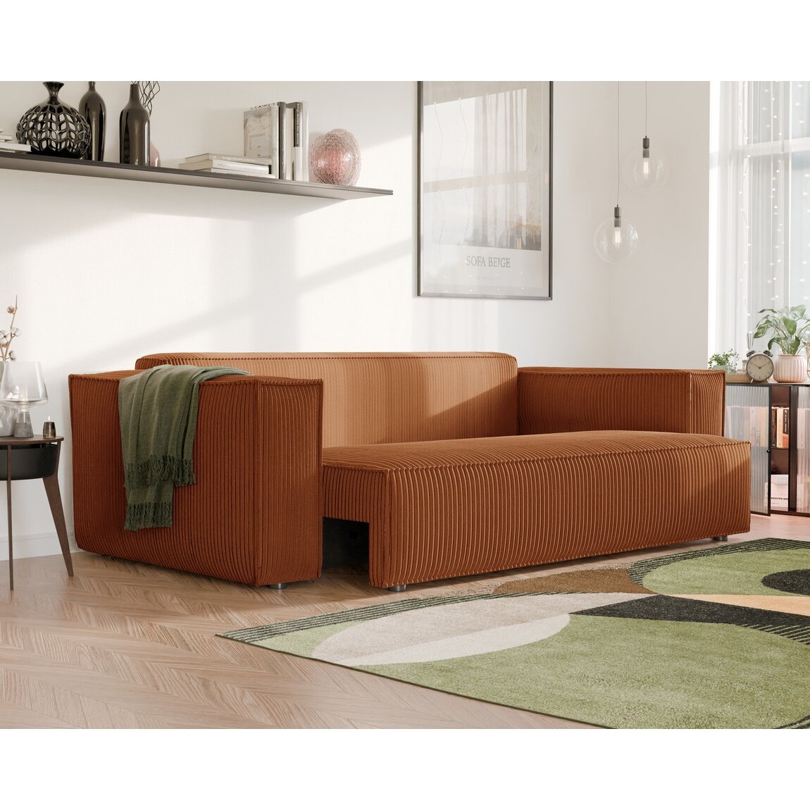 Minkšta kanapa sofa BALI su miego funkcija ir patalynės dėže Spalvos: Poso 40 (Oranžinė) 1