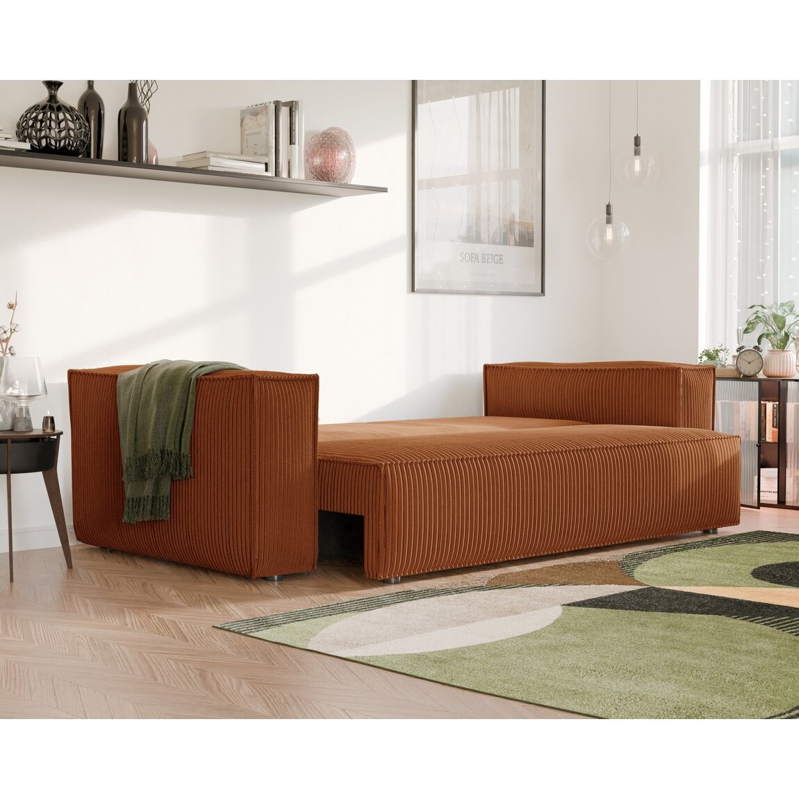 Minkšta kanapa sofa BALI su miego funkcija ir patalynės dėže Spalvos: Poso 40 (Oranžinė) 5
