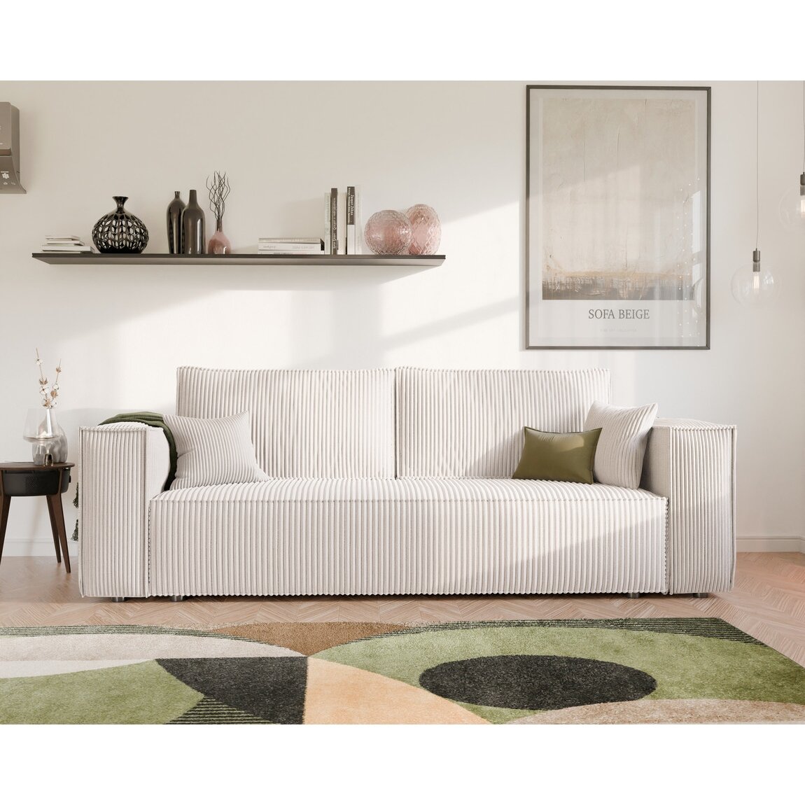 Minkšta sofa-lova BALI su miego funkcija ir patalynės dėže Spalvos: Poso 100 (Kreminė) 3
