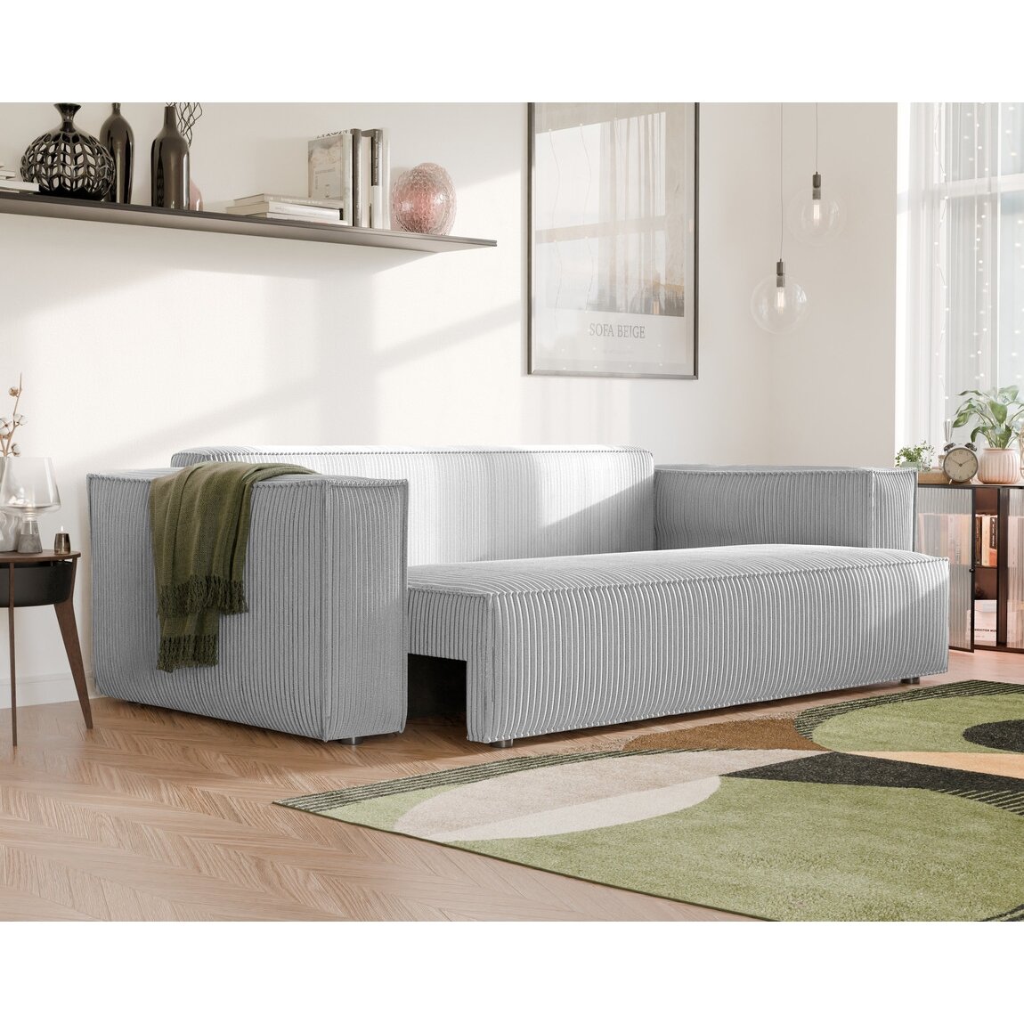 Minkšta sofa BALI su miegama funkcija ir patalynės dėže Spalvos: Poso 110 (Šviesiai pilka) 1