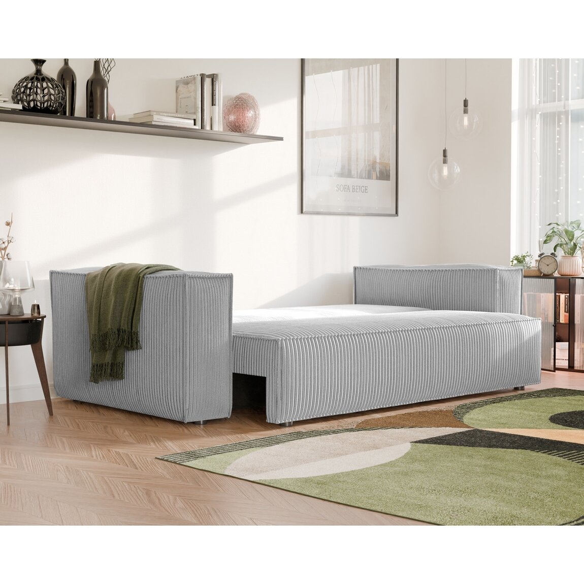 Minkšta sofa BALI su miegama funkcija ir patalynės dėže Spalvos: Poso 110 (Šviesiai pilka) 2