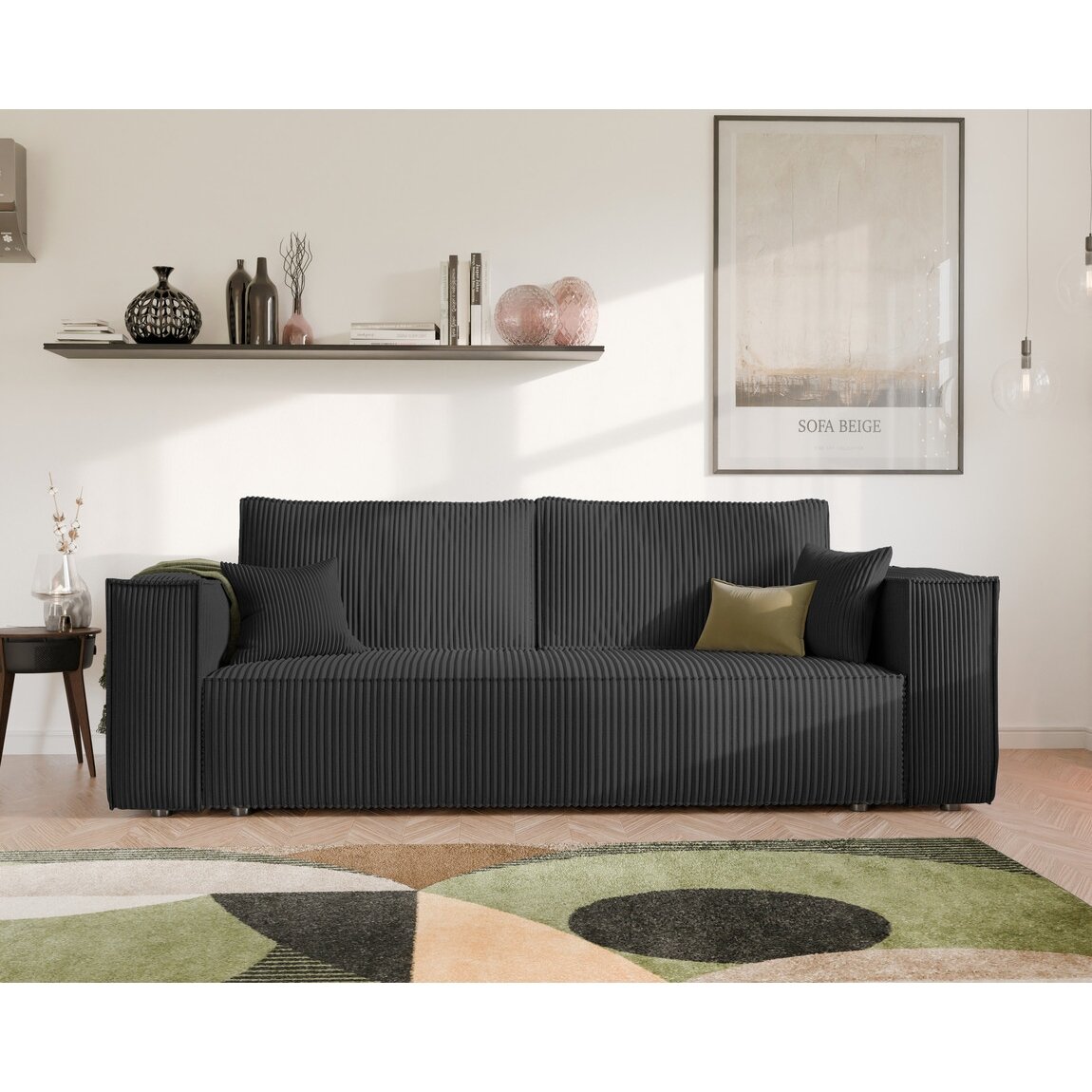 Minkšta sofa BALI su miego funkcija ir patalynės dėže Spalvos: Poso 135 (Antracitas) 3