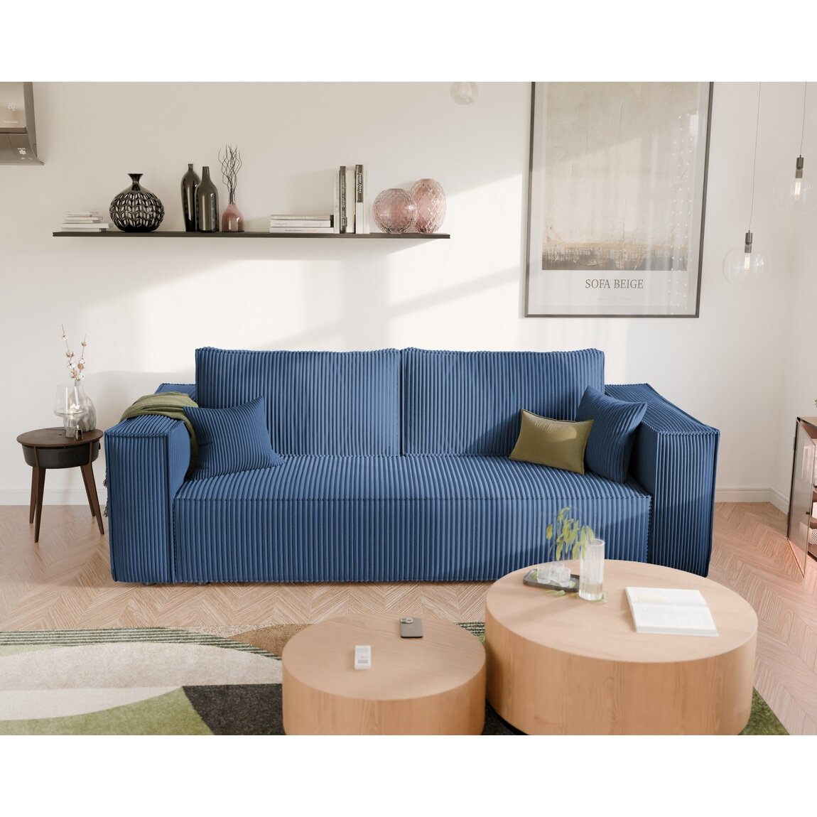 Minkšta kanapa sofa BALI su miego funkcija ir patalynės dėže Spalvos: Poso 05 (Tamsiai mėlyna) 6