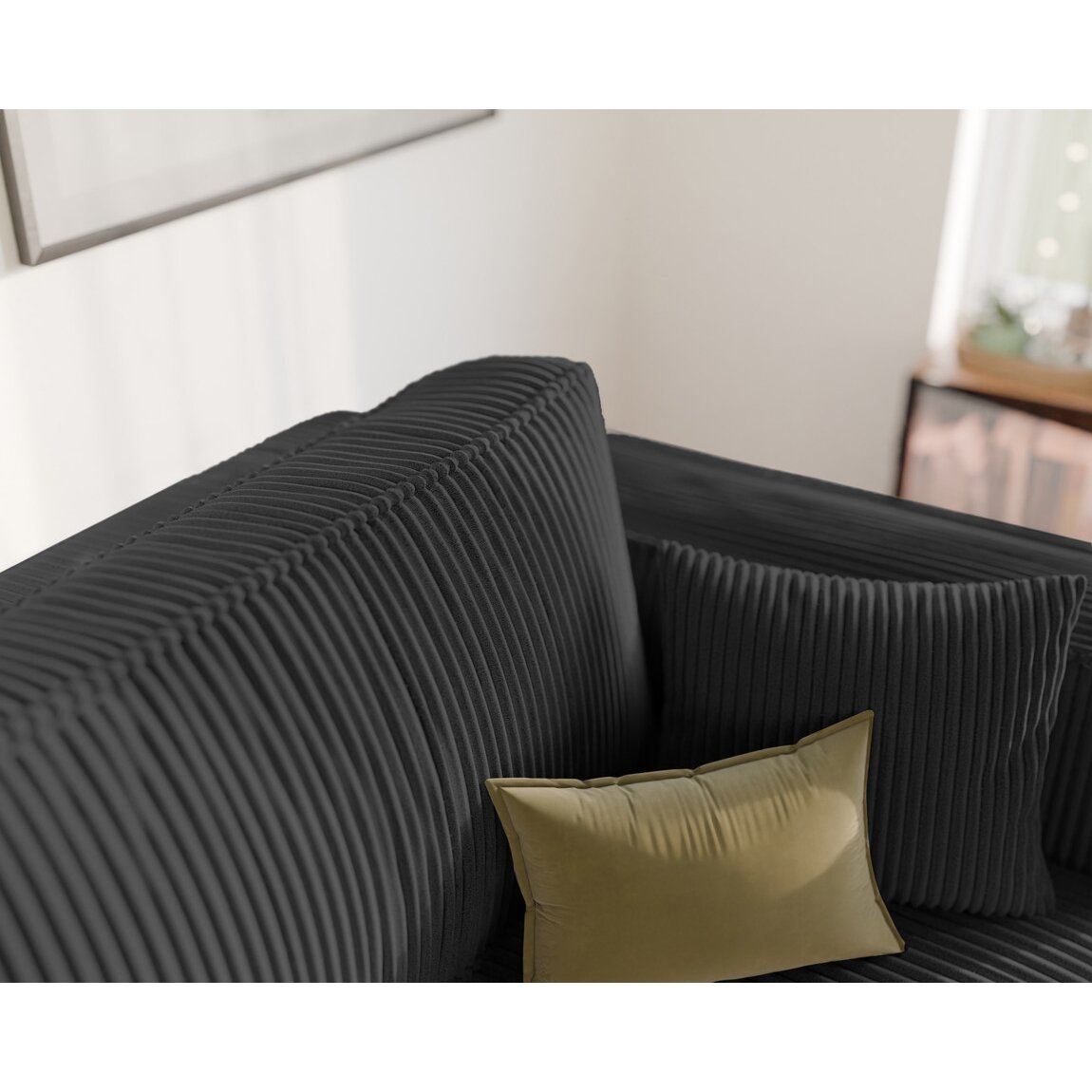 Minkšta sofa BALI su miego funkcija ir patalynės dėže Spalvos: Poso 135 (Antracitas) 4