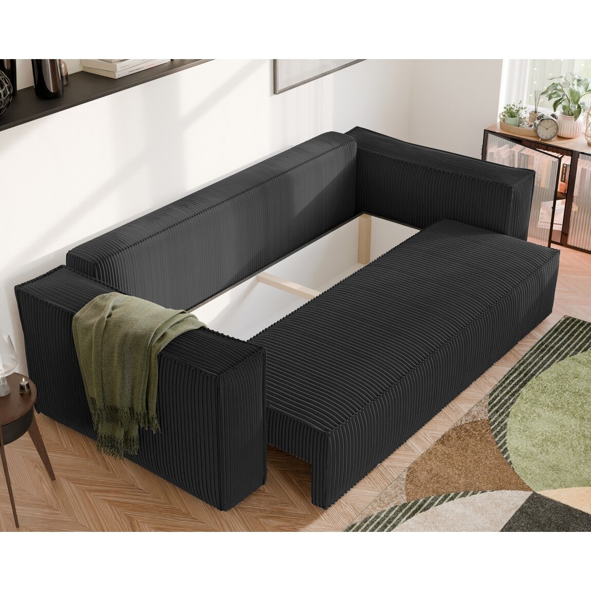 Minkšta sofa BALI su miego funkcija ir patalynės dėže Spalvos: Poso 135 (Antracitas) 5