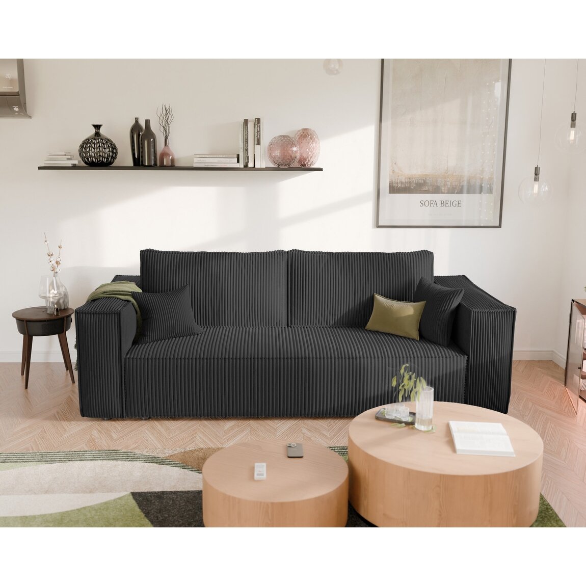 Minkšta sofa BALI su miego funkcija ir patalynės dėže Spalvos: Poso 135 (Antracitas) 6