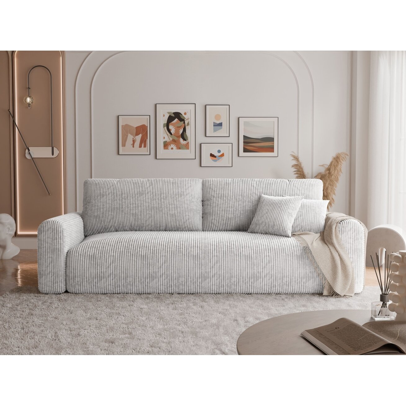 Trivietė išskleidžiama sofa JOBO su patalynės dėže Spalvos: Poso 110 (šviesiai pilka) Trivietė išskleidžiama sofa JOBO su patalynės dėže Spalvos: Poso 110 (šviesiai pilka)