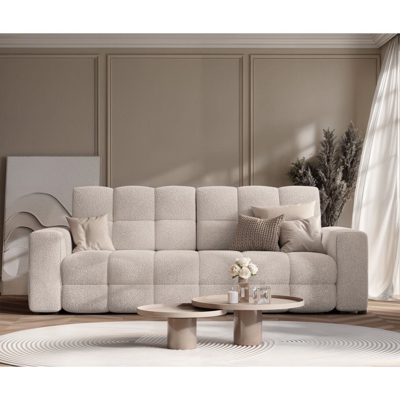 Trivietė išskleidžiama sofa MOLLY su patalynės dėže Spalvos: Quelle 05 (Pilka smėlio) 1 Trivietė išskleidžiama sofa MOLLY su patalynės dėže Spalvos: Quelle 05 (Pilka smėlio) 1