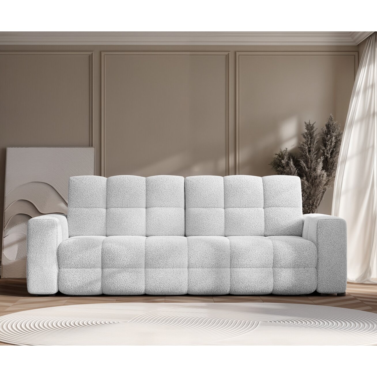 Trivietė išskleidžiama sofa MOLLY su patalynės dėže Spalvos: Quelle 83 (Šviesiai pilka) 2 Trivietė išskleidžiama sofa MOLLY su patalynės dėže Spalvos: Quelle 83 (Šviesiai pilka) 2