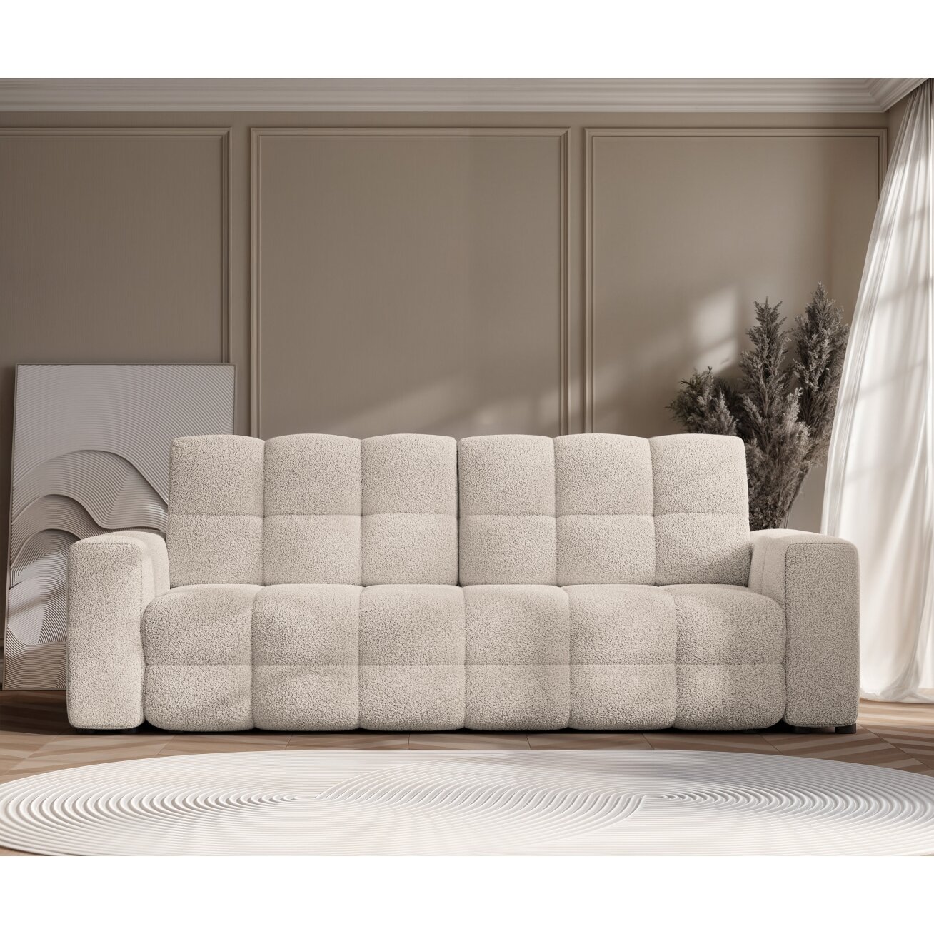 Išskleidžiama trivietė sofa MOLLY su patalynės dėže Spalvos: Quelle 02 (Kreminė) 2 Išskleidžiama trivietė sofa MOLLY su patalynės dėže Spalvos: Quelle 02 (Kreminė) 2