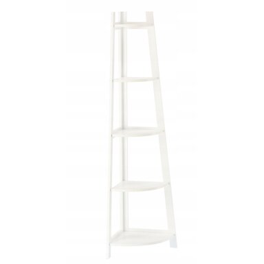 Kampinė 5 pakopų lentyna balta, aukštis 150 cm