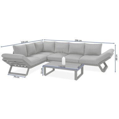 Kampinė lauko sofa TROFE tamsiai pilka
