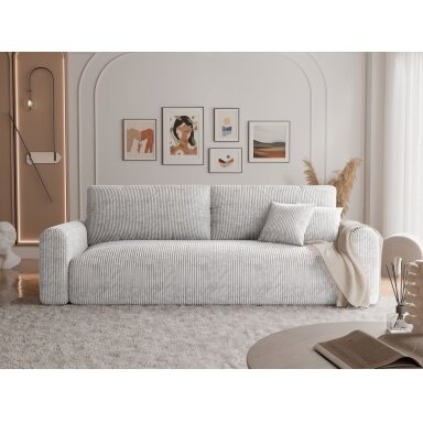 Trivietė išskleidžiama sofa JOBO su patalynės dėže Spalvos: Poso 110 (šviesiai pilka)