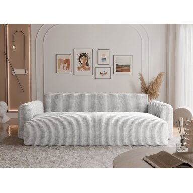 Trivietė išskleidžiama sofa JOBO su patalynės dėže Spalvos: Poso 110 (šviesiai pilka)