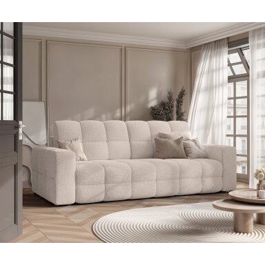 Trivietė išskleidžiama sofa MOLLY su patalynės dėže Spalvos: Quelle 05 (Pilka smėlio)