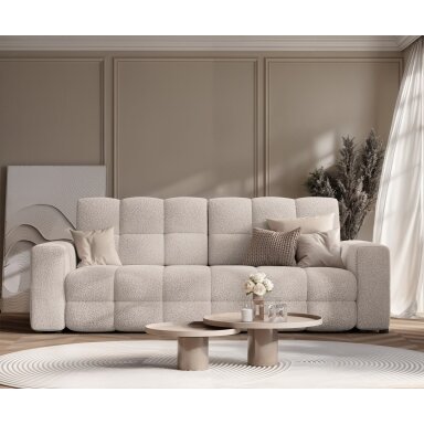 Trivietė išskleidžiama sofa MOLLY su patalynės dėže Spalvos: Quelle 05 (Pilka smėlio)