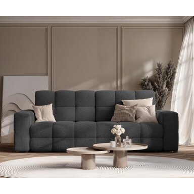 Trivietė išskleidžiama sofa MOLLY su patalynės dėže Spalvos: Quelle 100 (Juoda)