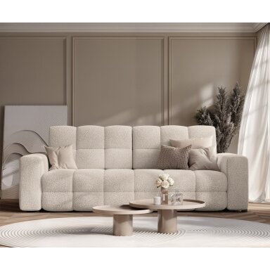 Išskleidžiama trivietė sofa MOLLY su patalynės dėže Spalvos: Quelle 02 (Kreminė)