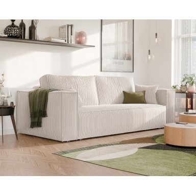 Minkšta sofa-lova BALI su miego funkcija ir patalynės dėže Spalvos: Poso 100 (Kreminė)