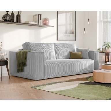 Minkšta sofa BALI su miegama funkcija ir patalynės dėže Spalvos: Poso 110 (Šviesiai pilka)